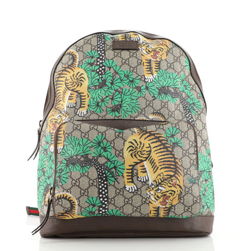 Gucci Zip Pocket Backpack Bengal Print GG Coated Canvas Medium