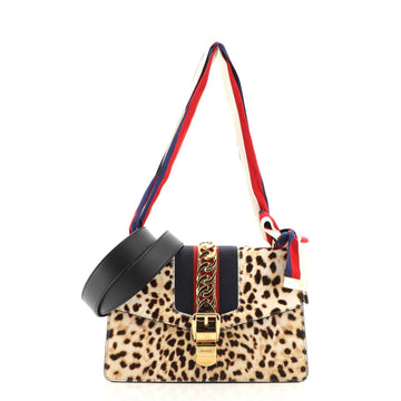 Gucci Sylvie Shoulder Bag Printed Calf Hair Small