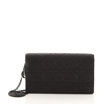 Christian Dior Ultra Matte Lady Dior Wallet on Chain Pouch Cannage Quilt Calfskin Long
