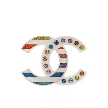 Chanel CC Brooch Resin and Glitter with Crystals