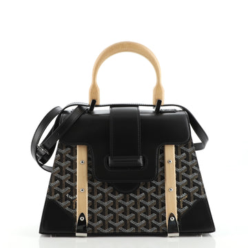 Goyard Saigon Top Handle Bag Coated Canvas with Leather PM