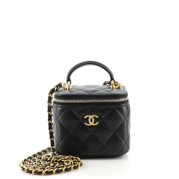 Chanel Classic Top Handle Vanity Case with Chain Quilted Lambskin Mini