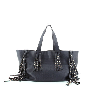 Valentino C-Rockee Fringe Tote Studded Leather Large