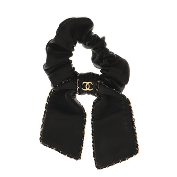 Chanel Chain Around CC Bow Hair Tie Lambskin