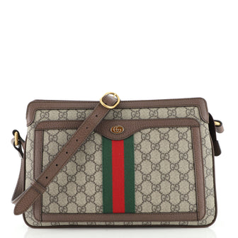 Gucci Ophidia Zip Shoulder Bag GG Coated Canvas Medium