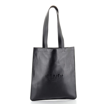 Fendi Logo Shopper Tote Embossed Leather