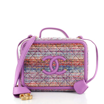 Chanel Filigree Vanity Case Quilted Tweed Medium