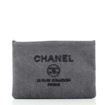 Chanel Deauville Pouch Denim with Sequins Large