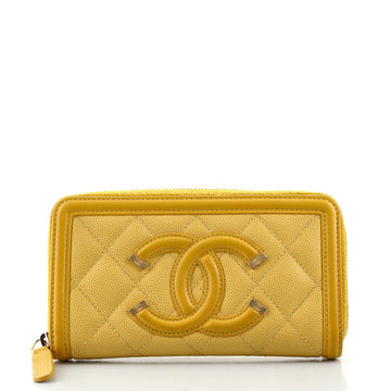 Chanel Filigree Zip Around Wallet Quilted Caviar Small