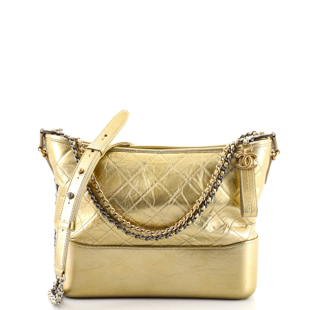 Chanel Gabrielle Hobo Quilted Aged Calfskin Medium Gold 117032158