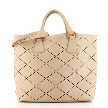Prada Convertible Open Tote Perforated Saffiano Leather Medium