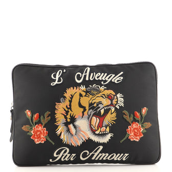 Gucci Laptop Sleeve Embroidered Techno Canvas