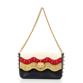 Gucci Animalier Chain Shoulder Bag Studded Leather Medium