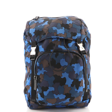 Prada Double Buckle Backpack Printed Tessuto Medium
