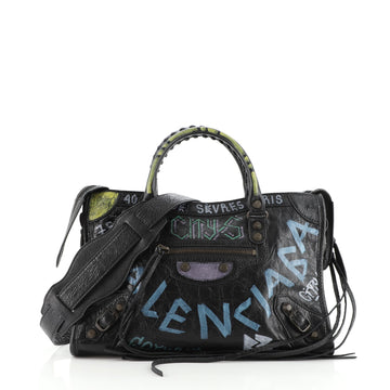 Balenciaga City Graffiti Classic Studs Bag Leather Small
