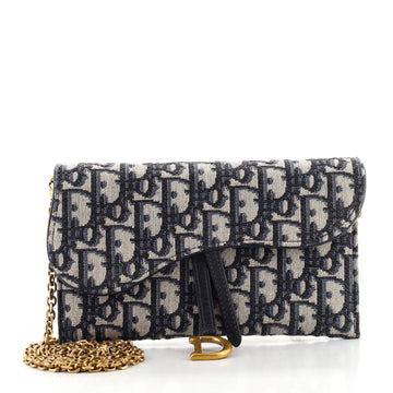 Christian Dior Saddle Chain Wallet Oblique Canvas