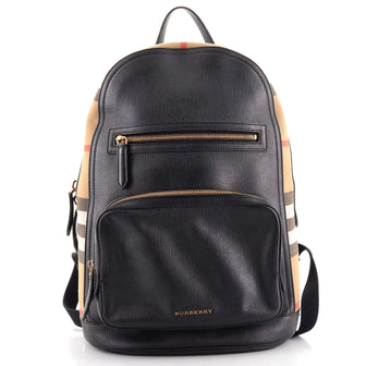 Burberry Marden Backpack Leather and House Check Canvas