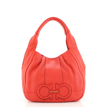 Salvatore Ferragamo Gancini Hobo Stitched Leather Medium