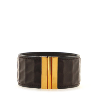 Hermes Hinged Bracelet Waved Leather with Metal