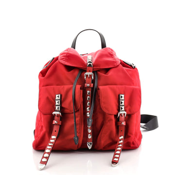 Prada New Vela Backpack Tessuto with Studded Leather
