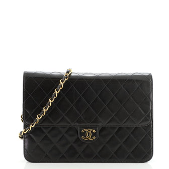 Chanel Vintage Clutch with Chain Quilted Leather Medium