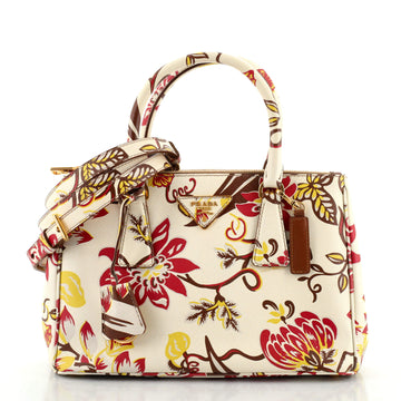 Prada Double Zip Lux Tote Printed Saffiano Leather Small