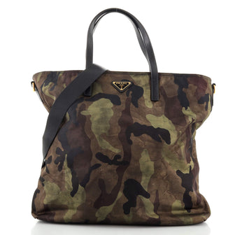 Prada Convertible Zip Tote Printed Tessuto Medium