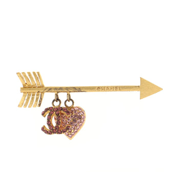 Chanel CC Heart and Arrow Brooch Metal with Crystals
