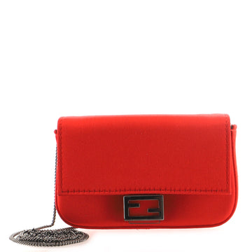 Fendi Chain Baguette Charm Bag Satin Nano