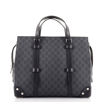 Gucci Buckle Travel Tote GG Coated Canvas with Leather Large