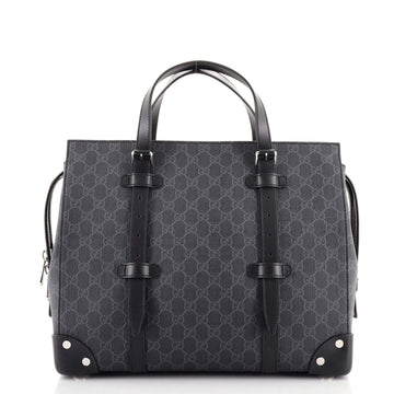 Gucci Buckle Travel Tote GG Coated Canvas with Leather Large