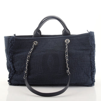 Chanel Double Face Deauville Tote Fringe Quilted Canvas Medium