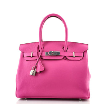 Hermes Birkin Handbag Pink Clemence with Palladium Hardware 30