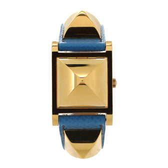 Hermes Medor Quartz Watch Plated Metal and Leather 23