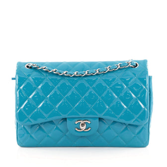 Chanel Classic Double Flap Bag Quilted Patent Jumbo