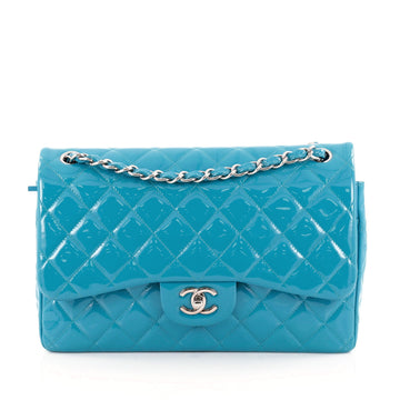 Chanel Classic Double Flap Bag Quilted Patent Jumbo