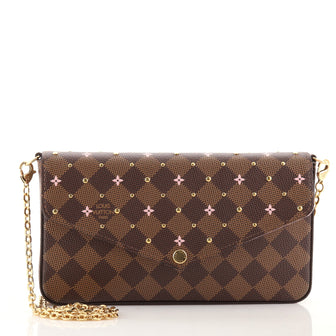 Louis Vuitton Felicie Pochette Flower Printed Studded Damier