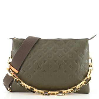 Louis Vuitton Coussin Mm Logo-embossed Leather Shoulder Bag in Green