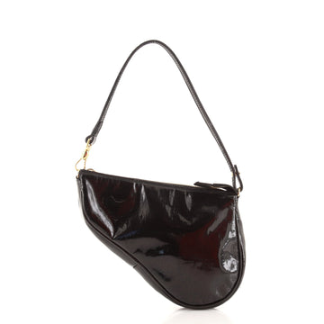 Christian Dior Vintage Saddle Bag Ultimate Embossed Patent Mini