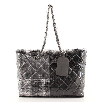 Chanel Funny Tweed Patchwork Tote Quilted Vinyl Small