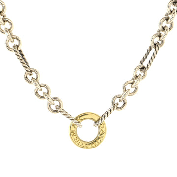 David Yurman Figaro Round Donut Pendant Necklace Sterling Silver and 18K Yellow Gold