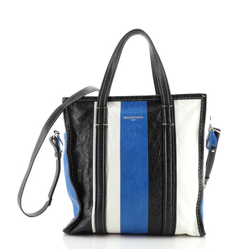 Balenciaga Bazar Convertible Tote Striped Leather Small