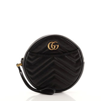 Gucci GG Marmont Round Wristlet Pouch Matelasse Leather