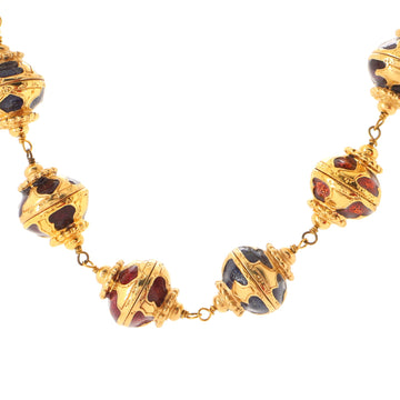 Saint Laurent Vintage Ball Chain Necklace Metal and Enamel