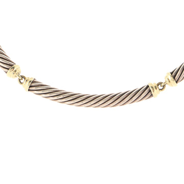 David Yurman Metro Cable Choker Necklace Bracelet Sterling Silver with 14K Yellow Gold