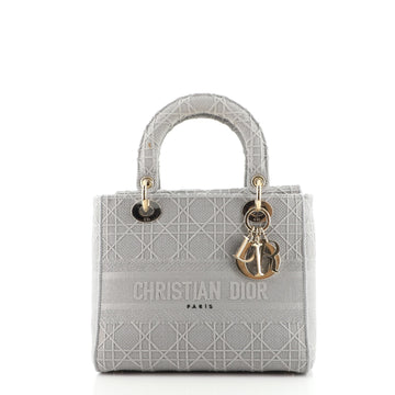 Christian Dior Lady D-Lite Bag Cannage Embroidered Canvas Medium