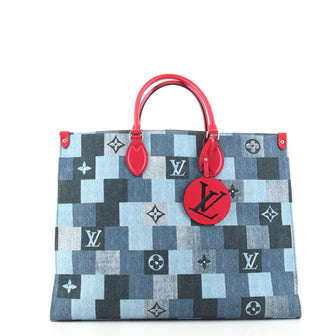 Louis Vuitton OnTheGo Tote Damier and Monogram Patchwork Denim GM