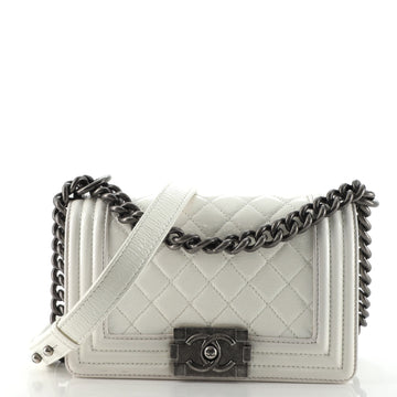 Chanel Boy Flap Bag Quilted Patent Small