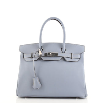 Hermes Birkin Handbag Blue Epsom with Palladium Hardware 30