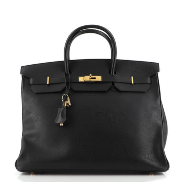 Hermes Birkin Handbag Black Ardennes with Gold Hardware 40